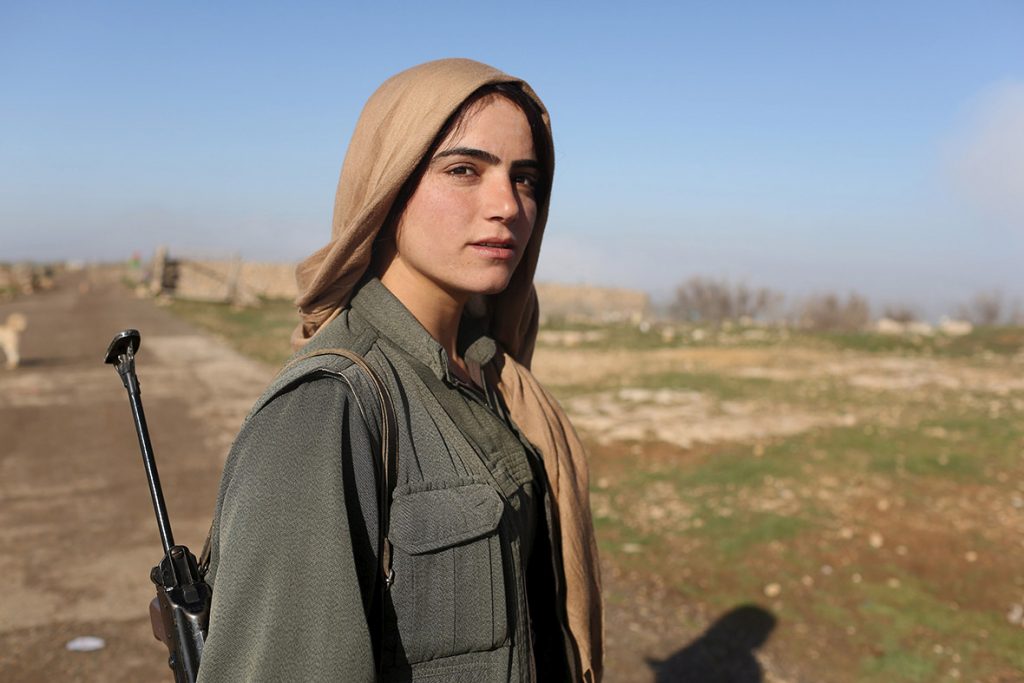 Kurdish female fighter, Kobani.