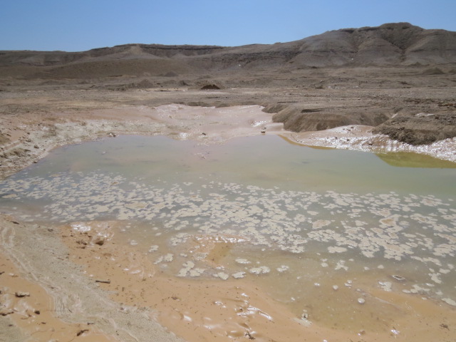 Ephemeral water body and colorful mud off road 12, Arava