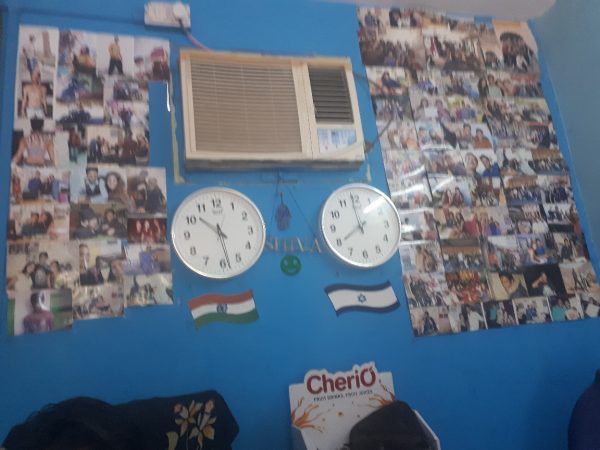 Israel and India clocks, at Shiva's Travel Agency, Pushkar, Rajasthan
