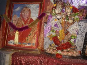 Mata Lal Devi picture at her temple in Amritsar flanked with goddesses