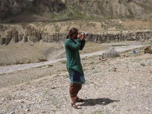 Bram shooting a pic by river on road rom Jispa to Leh