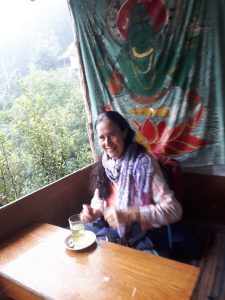 Having herbal healing tea on way to vashisht falls