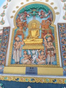 Buddha getting over obstacles . Shanti Stupa, Leh