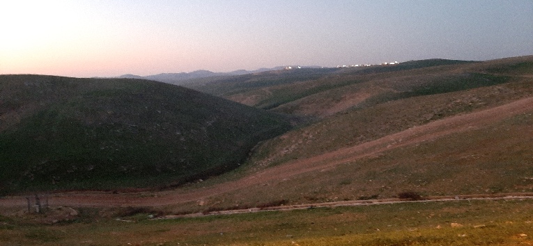 Dawn over Judean Desert on way down to Dead Sea