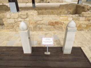 Chancel columns from the Bizantian church. Good Samaritan grounds