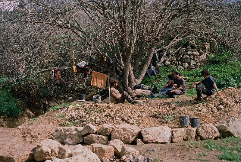 The good fellows taking a break from the work on Ein Sapir Spring