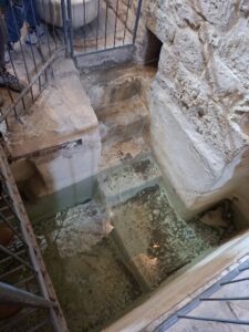 Ancient Jewish Mikveh in underground tunnel system underneath Tzfat